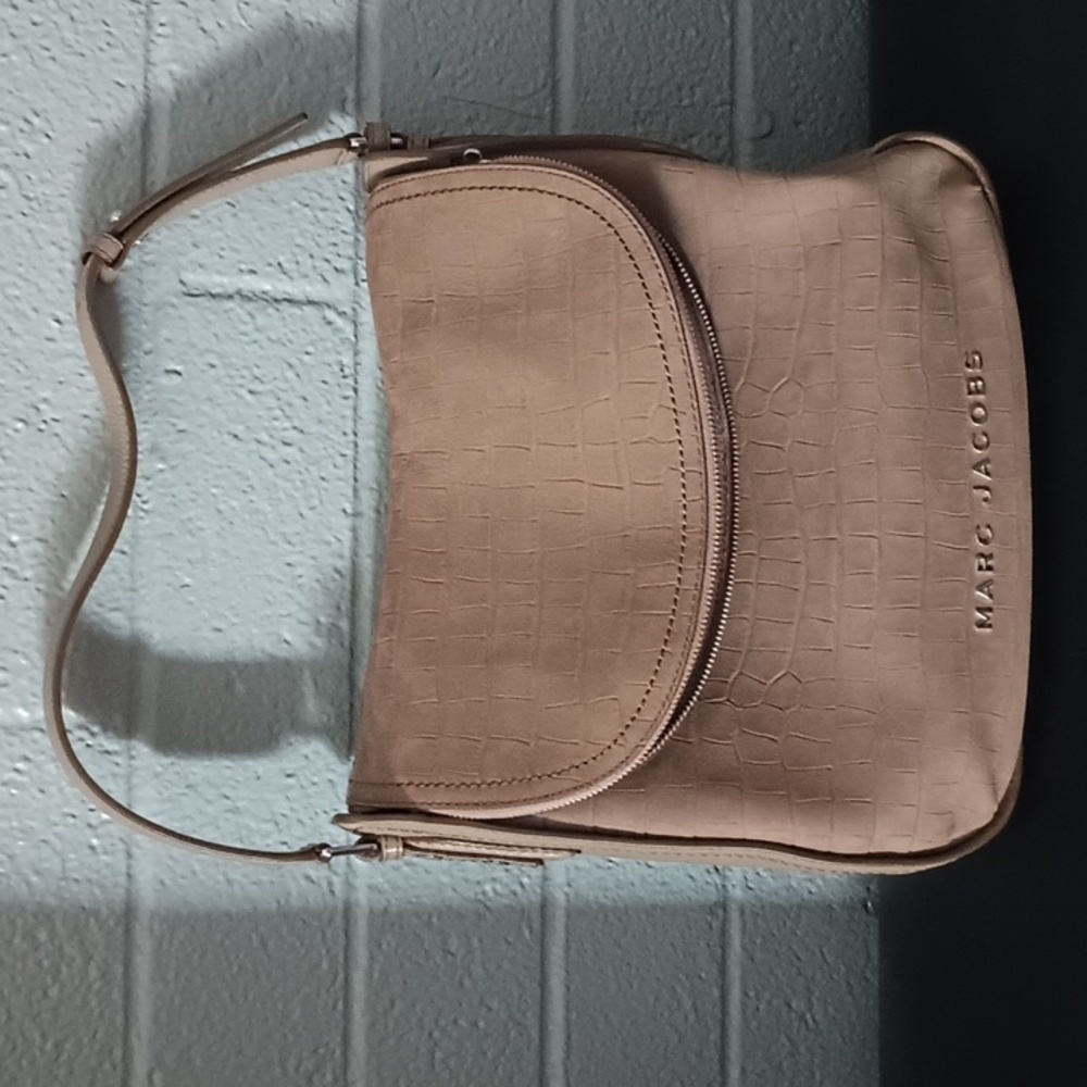 Marc Jacobs Nude Tan Croc-Embossed Leather Hobo Bag